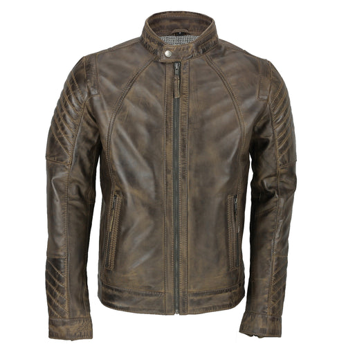 BRAUNE BIKER-LEDERJACKE