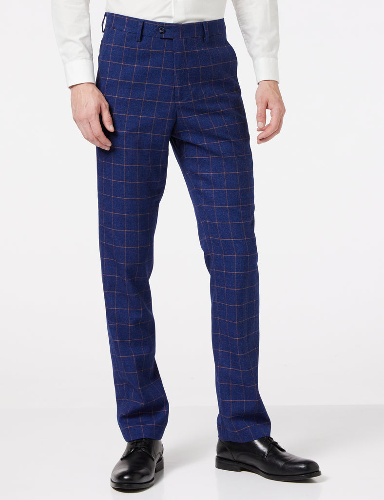 Dark blue plaid store pants